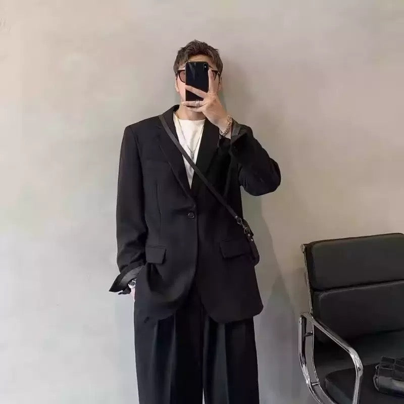 Y1323 Men's Spring and Autumn Loose-fitting Solid Color Suit (Customizable)
