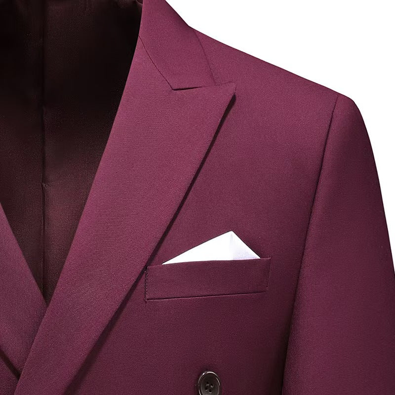 Y0255 two-piece suit double-breasted solid color