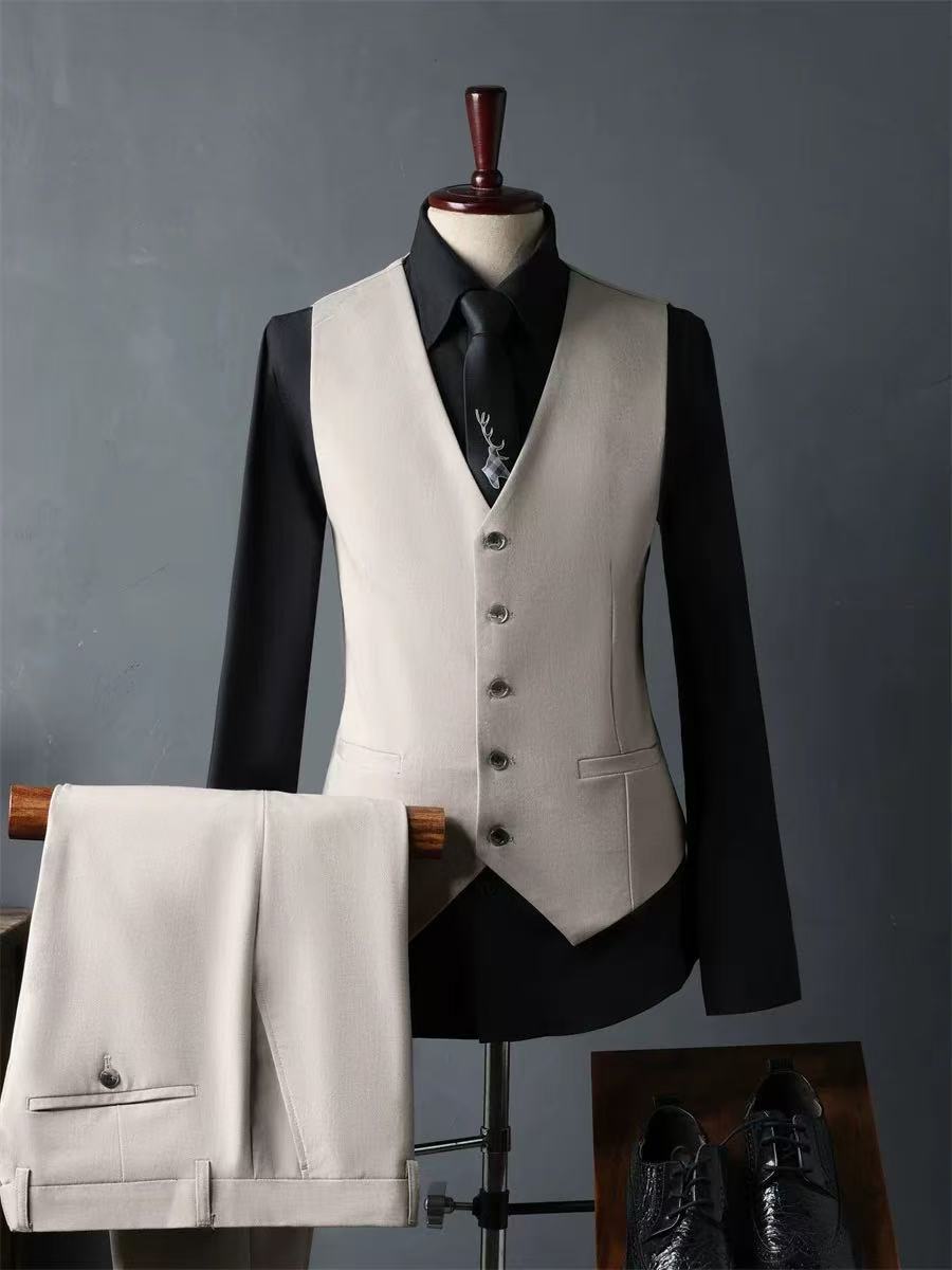 T0004 Men's suit British three-piece suit groom wedding dress