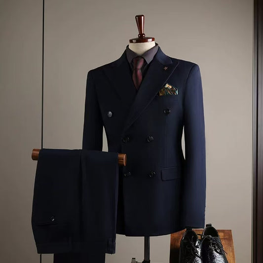T0005 men's business suit double-breasted three-piece suit groom wedding dress can be customized