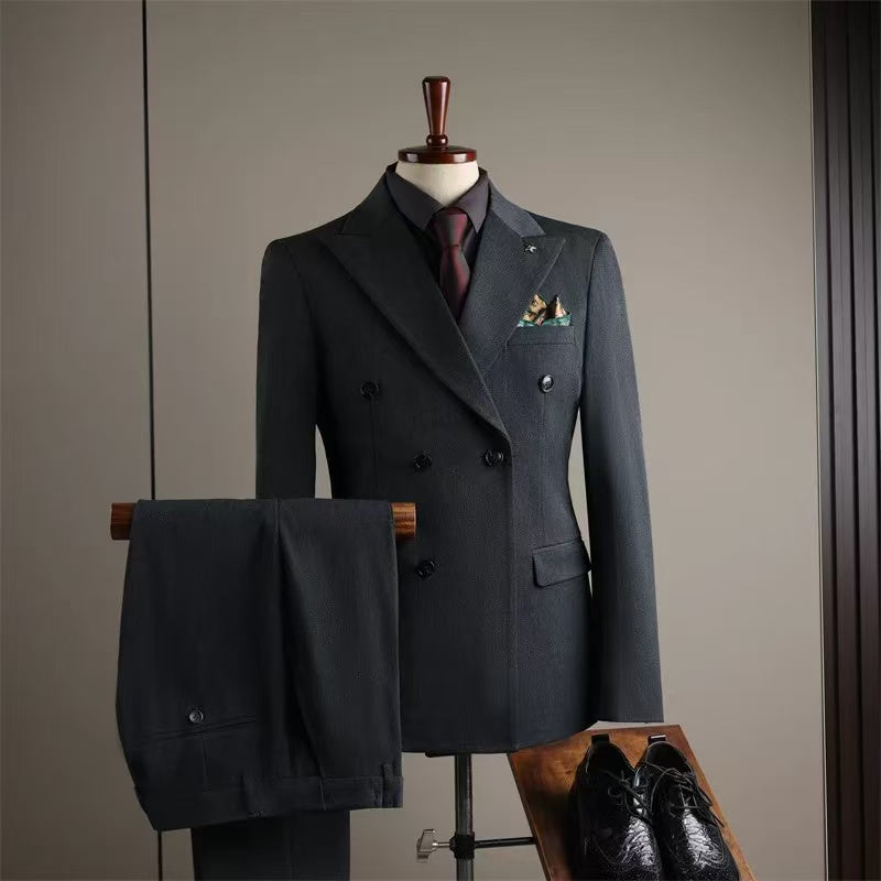 T0005 men's business suit double-breasted three-piece suit groom wedding dress can be customized