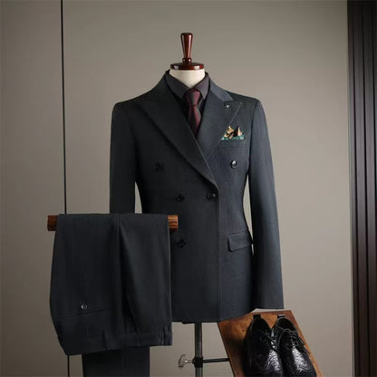 T0005 men's business suit double-breasted three-piece suit groom wedding dress can be customized