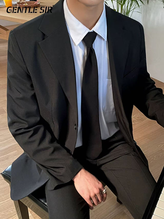 T009 Handsome casual suit jacket men loose loose suit