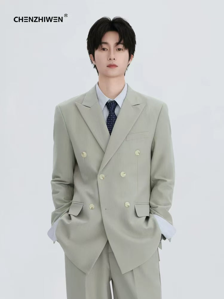 T0010 Striped loose suit jacket casual suit men