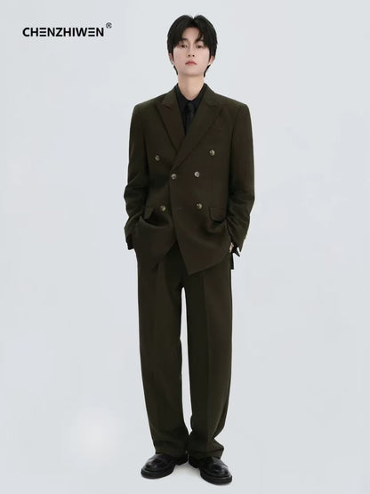T0010 Striped loose suit jacket casual suit men