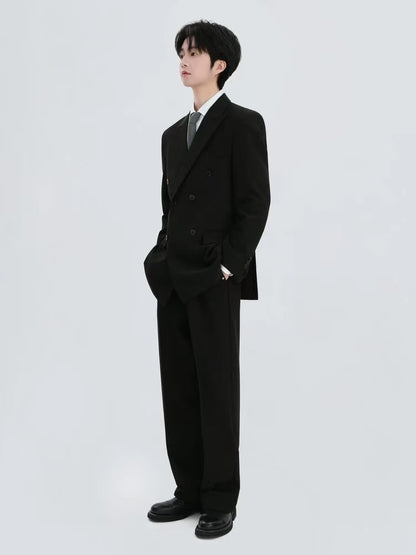 T0010 Striped loose suit jacket casual suit men