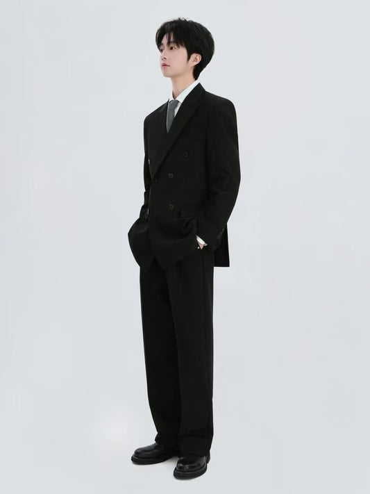 T0010 Striped loose suit jacket casual suit men
