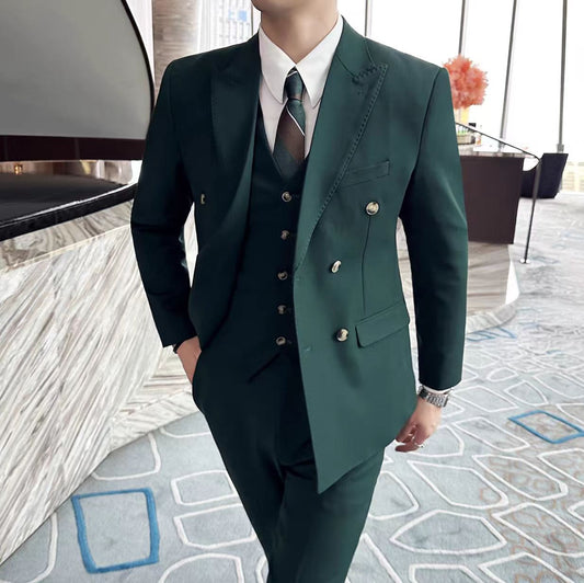 Y127 Groom Wedding Textured Suit Three-piece Set (Customizable)