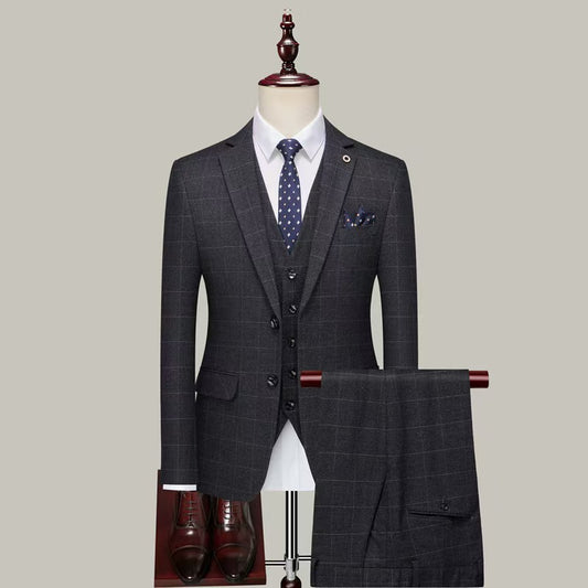 Y1301 Plaid Suit Men's Groom Wedding Suit (Customizable)