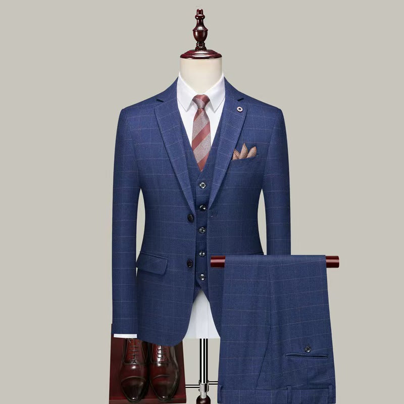 Y1301 Plaid Suit Men's Groom Wedding Suit (Customizable)