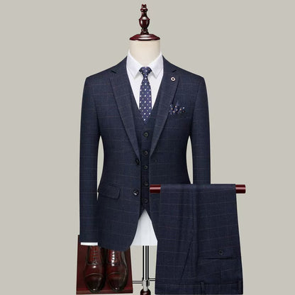 Y1301 Plaid Suit Men's Groom Wedding Suit (Customizable)