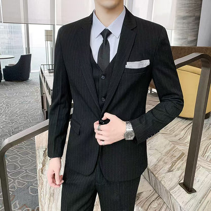 Y1302 Men's Suit Light Business Groomsman Three-piece Suit (Customizable)