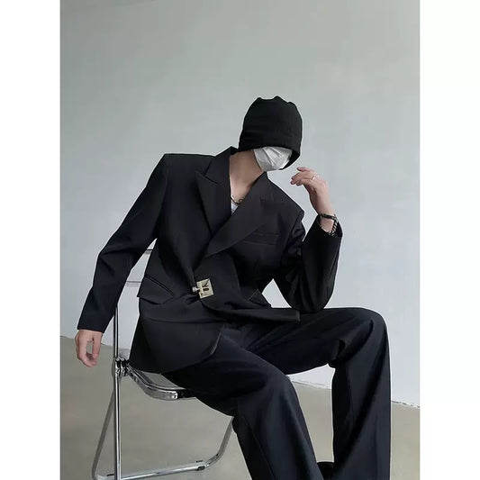 Y1321 Shoulder Pad Suit Jacket Men's Loose (Customizable)