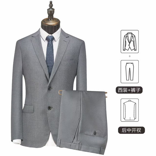 Y1353 Men's Suit Men's Casual Suit Set Men's Gray Two-Button Suit