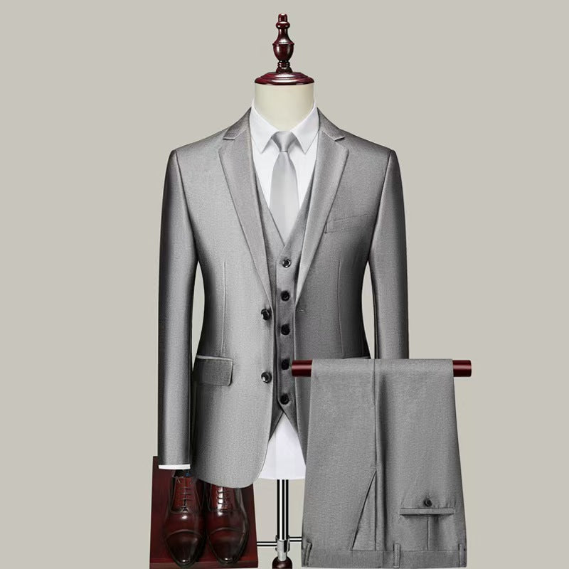 T1375 Men's Korean Slim Three-Piece Suit (Customizable)