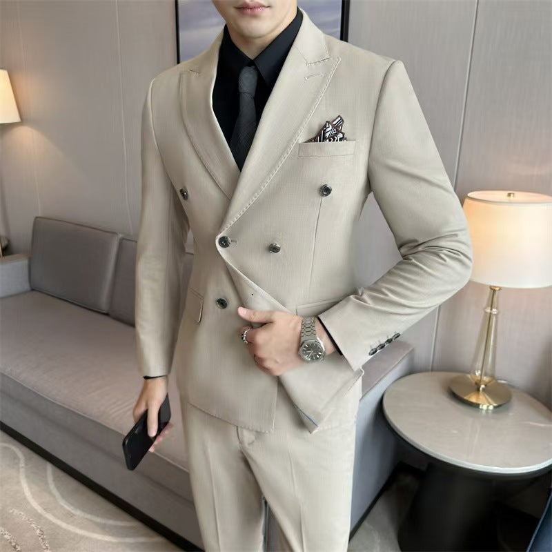 Y0477 double-breasted striped suit for men