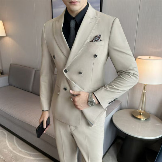 Y0477 double-breasted striped suit for men