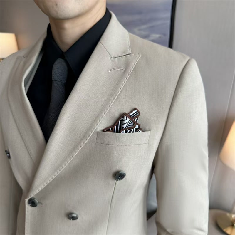 Y0477 double-breasted striped suit for men