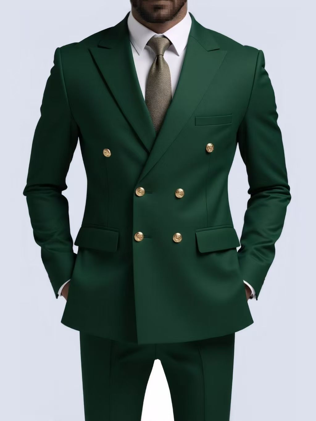 Y1427 double-breasted gold-buttoned two-piece suit