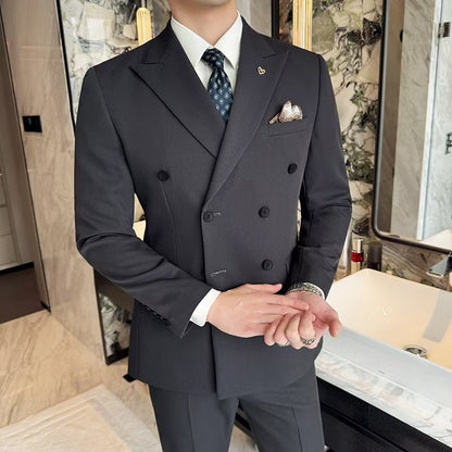 Y1519 Men's Suit with ribbed pattern