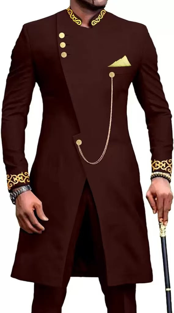 Y1624 men's embroidery two-piece