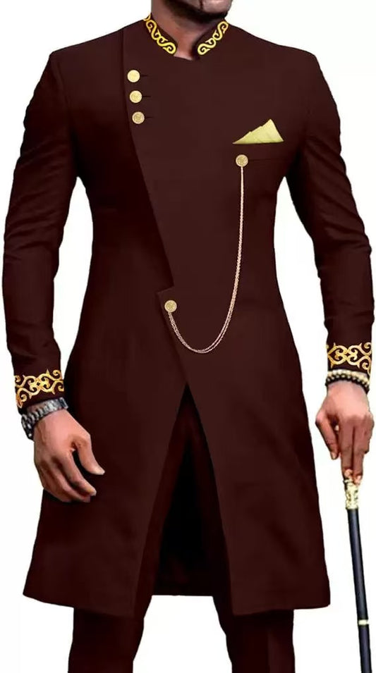 Y1624 men's embroidery two-piece