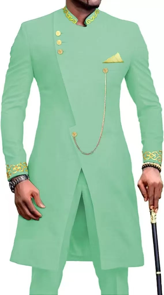 Y1624 men's embroidery two-piece