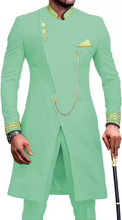 Y1624 men's embroidery two-piece