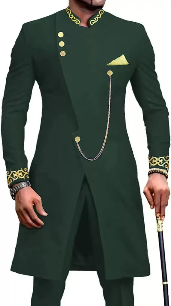 Y1624 men's embroidery two-piece