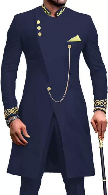 Y1625 men's suit with embroidery