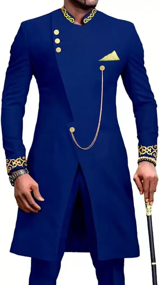 Y1625 men's suit with embroidery