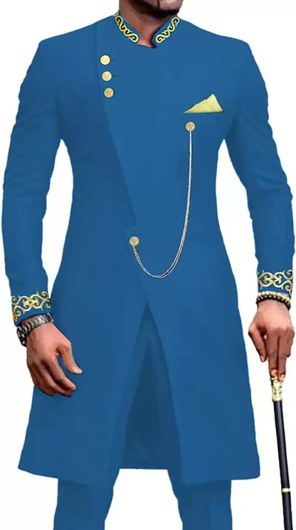 Y1625 men's suit with embroidery